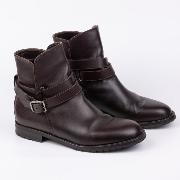 Manolo Blahnik Sulgamba Brown Leather Strap Ankle Boot - size 6.5 UK 36 1/2 - Picture 1 of 11
